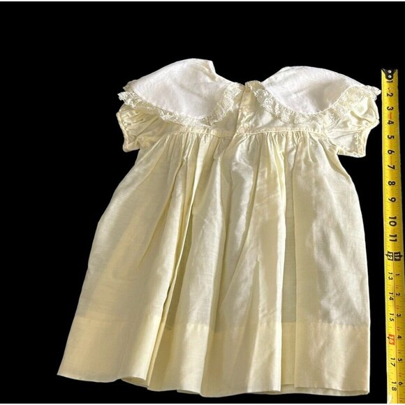 Vintage NANNETTE Pale Yellow Embroidered Butterflies Sheer Baby Dress Lace USA - Picture 14 of 14